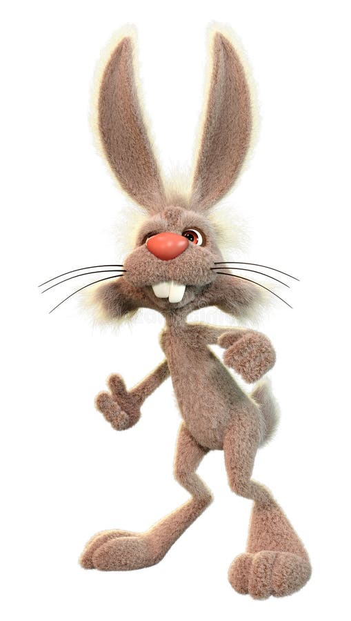 3D Rendering Cartoon Rabbit on White royalty free illustration