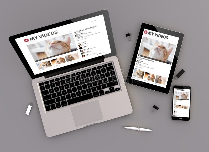 responsive design cats video streaming zenith view royalty free illustration responsive design cats video streaming zenith view royalty free illustration