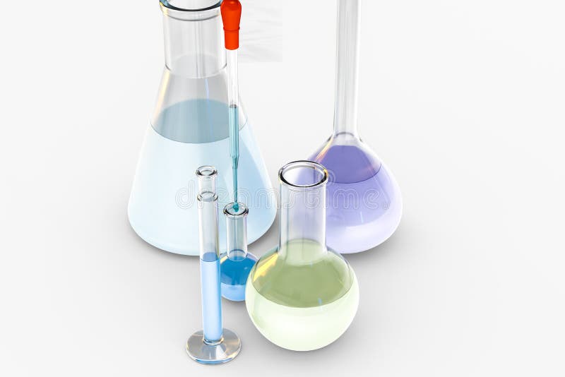 3d rendering, Chemical vessels in the laboratory stock illustration