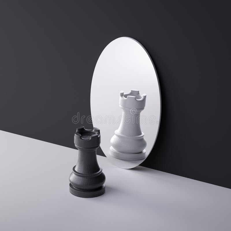 Chess Pieces 3d Rendering Of A Piece With Mirrored Top Backgrounds