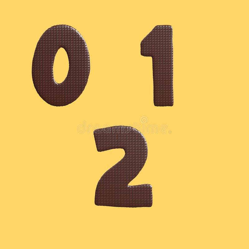 Chocolate Waffle Letters Alphabet Digits 02 Stock Illustration