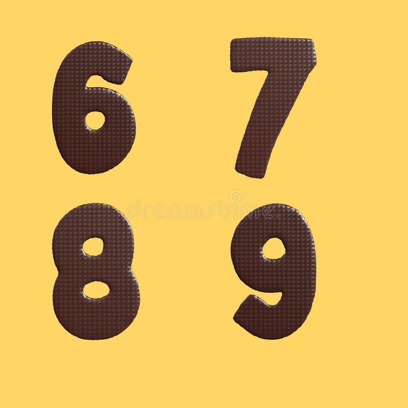 Chocolate Waffle Letters Alphabet Digits 69 Stock Illustration