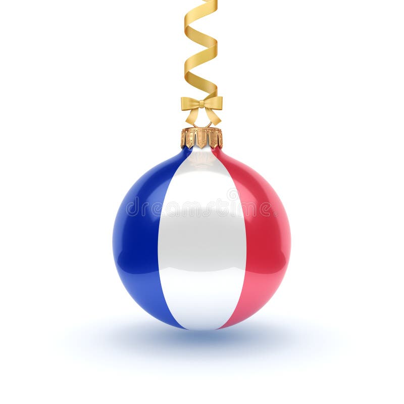 3D Rendering Christmas Ball with the Flag of France Stock Illustration