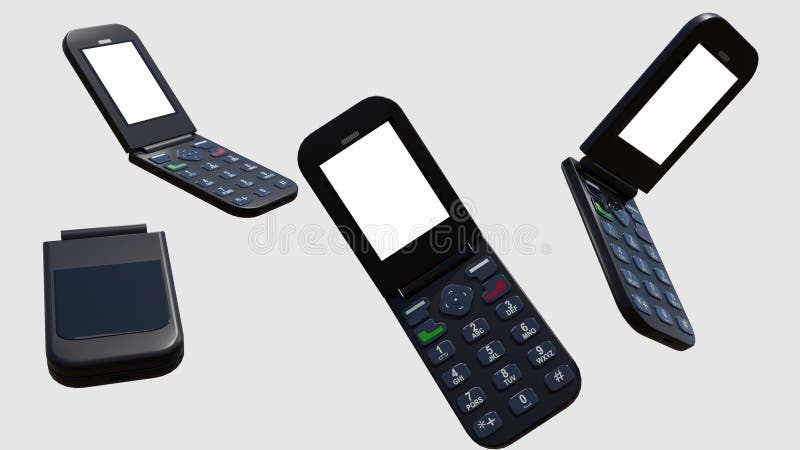 3D rendering of a classic flip phone vector illustration