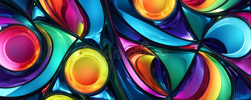 3d rendering of colorful abstract changing glass design. Three dimensional rendering of colorful abstract changing glass design