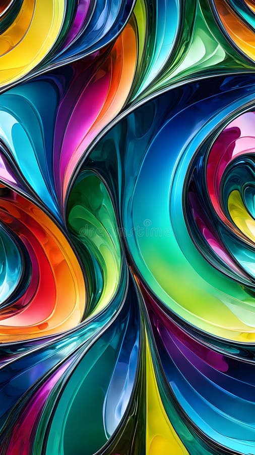 3d rendering of colorful abstract changing glass design stock illustration