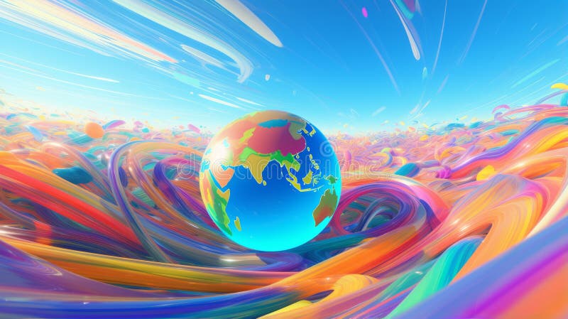 A 3d rendering of a colorful hyper zoomed world royalty free illustration