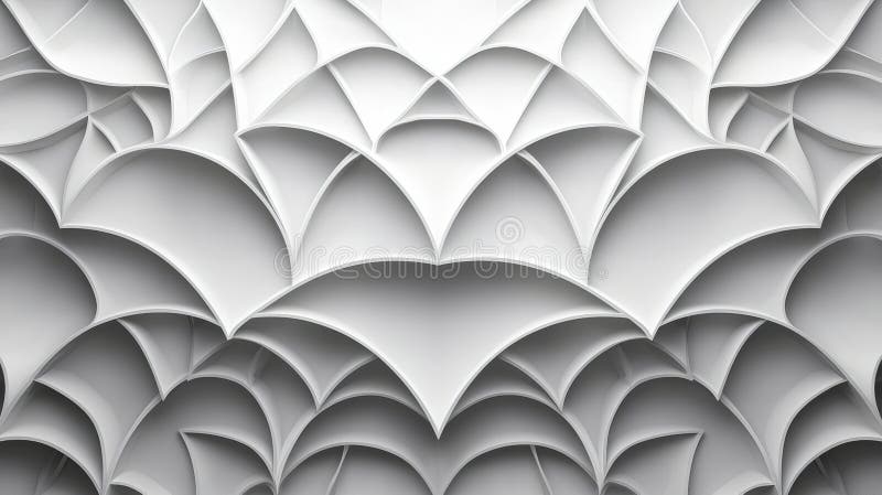A 3D rendering of a complex, abstract structure composed of numerous interconnected, overlapping shapes in shades of gray. vector illustration