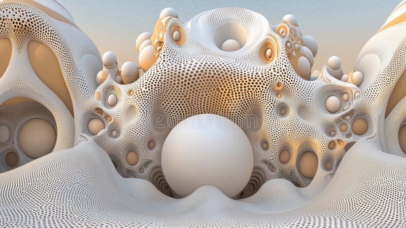 A 3D rendering of a complex, abstract structure composed of numerous spheres and interconnected lines. vector illustration