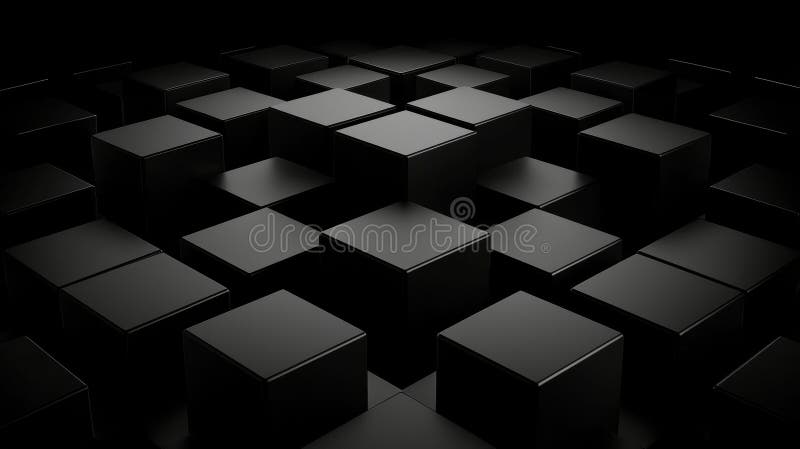 A 3D rendering of a complex geometric pattern of black cubes. vector illustration