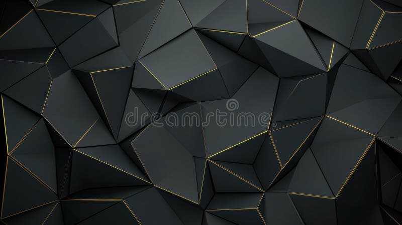 A 3D rendering of a complex geometric pattern in black and gold. royalty free illustration