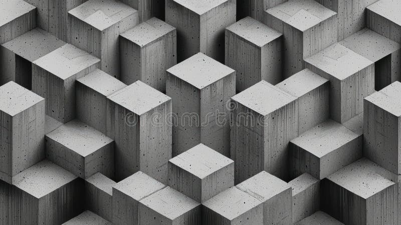 A 3D rendering of a complex geometric pattern composed of numerous interconnected cubes. vector illustration