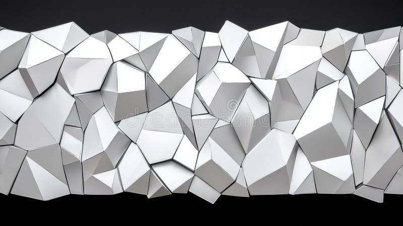 A 3D rendering of a complex geometric pattern composed of numerous interconnected white cubes and triangles. royalty free illustration