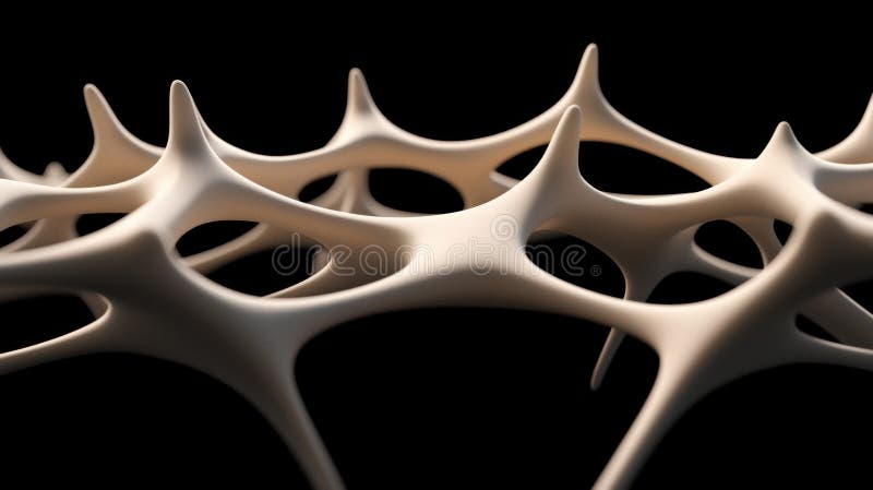 A 3D rendering of a complex, organic structure composed of interconnected, organic shapes. stock illustration