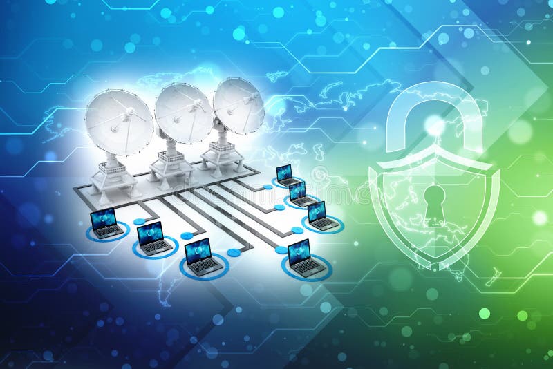 Computer network with server, Internet Communication background vector illustration