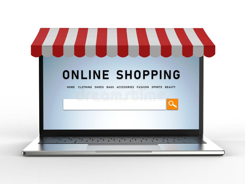 Online Shopping on Notebook Stock Image Image of rendering, user