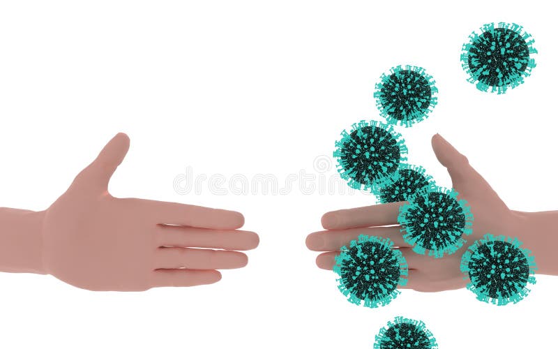 3d Rendering of Covid19 Infected Hand Handshake Stock Illustration