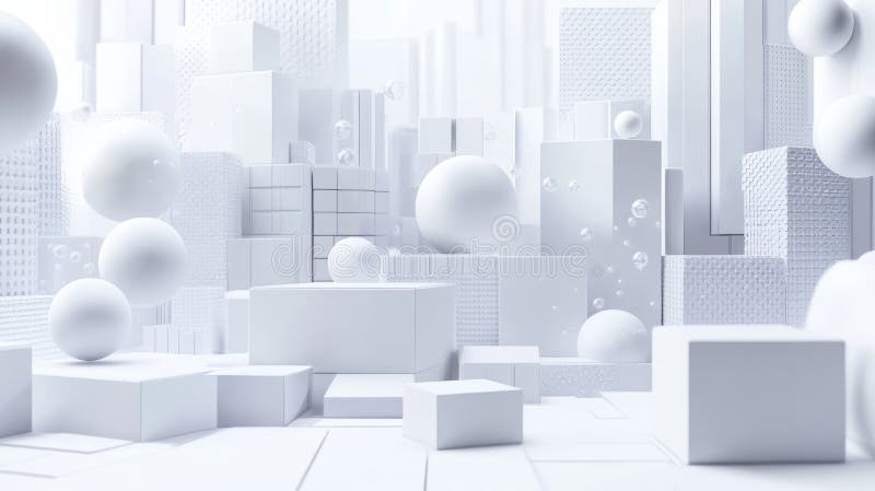 3d rendering cubic minimal composition for corporate design template. Abstract geometric background. Overlapping white royalty free illustration
