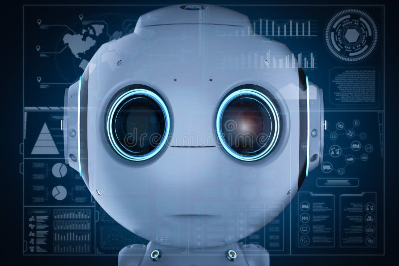 Mini robot with hud stock illustration Mini robot with hud stock illustration