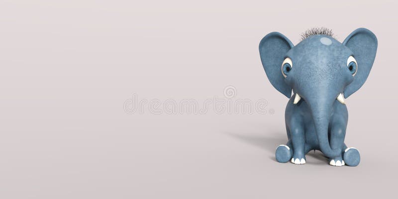 3D-illustration of a Cute and Funny Cartoon Elephant. Greeting Card  Landscape Format Stock Illustration - Illustration of toon, holiday:  227734027