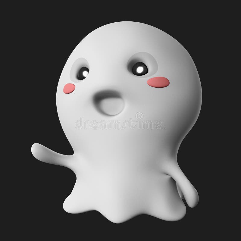 3d Rendering of a Cute and Happy Ghost Isolated on a Dark Background Stock  Illustration - Illustration of flying, eyes: 231173222