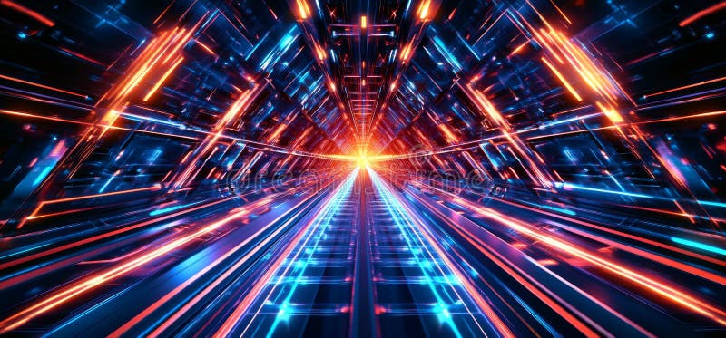 In a d rendering cyber retro sci fi themed hangar and night studio is set inside barn warehouse constructed from metal cement libre illustration