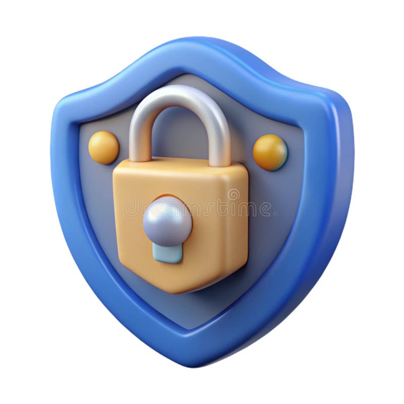 3D Rendering of Cybersecurity Icon Representing Digital Protection and Online Data Security Concept royalty free stock image