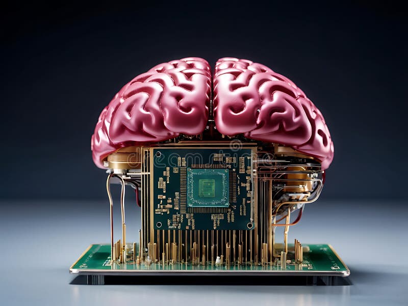 Human Brain as a Computer Chip vector illustration