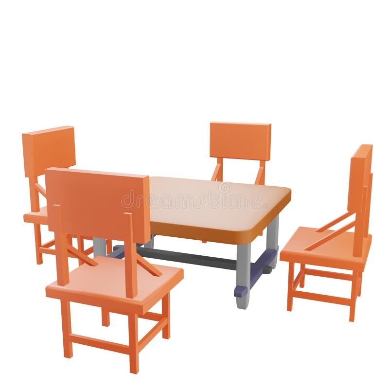 3d rendering of a table and 4 chairs in an old style suitable for interior design reference. 3d rendering of a table and 4 chairs in an old style suitable for interior design reference