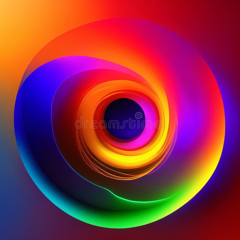 3d rendering. Digital , abstract neon background with wavy glowing lines stock illustration.