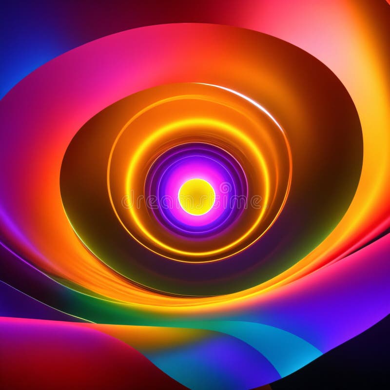 3d rendering. Digital , abstract neon background with wavy glowing lines royalty free illustration.