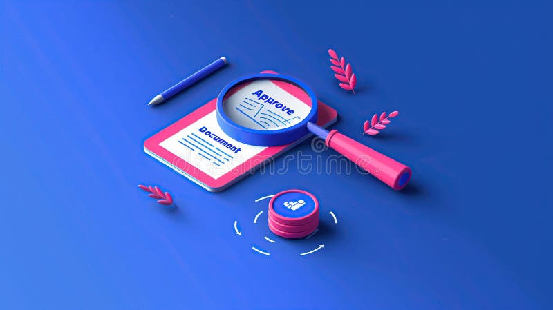 3D Rendering of Digital Document Approval royalty free illustration