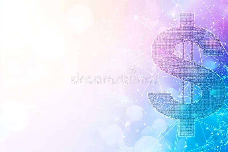 3D rendering of a digital dollar sign with abstract technological elements stock illustration