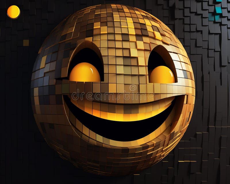 3d rendering of a disco ball with a smiley face royalty free illustration