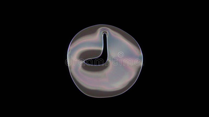 3D rendering of distorted transparent soap bubble in shape of symbol of time isolated on black background vector illustration