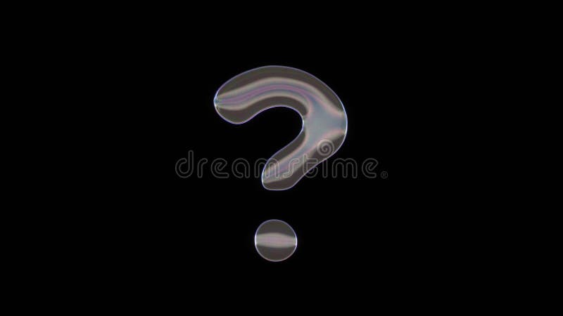 3D rendering of distorted transparent soap bubble in shape of symbol of question isolated on black background vector illustration