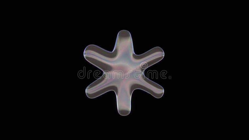 3D rendering of distorted transparent soap bubble in shape of symbol of star of life isolated on black background stock illustration