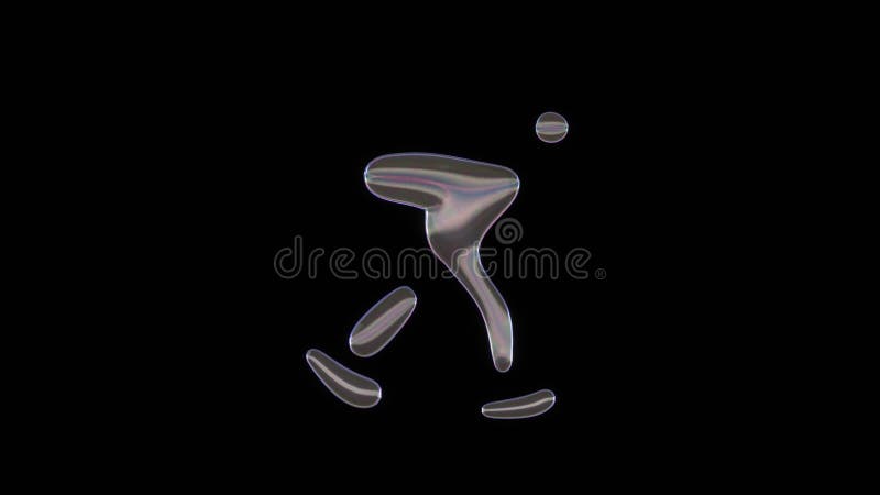 3D rendering of distorted transparent soap bubble in shape of symbol of skating isolated on black background vector illustration