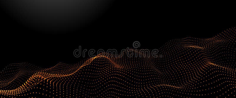 3D rendering dot abstract digital wave orange particles royalty free illustration