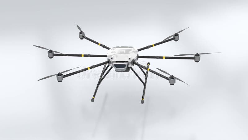 Drone with spinning propellers on floor royalty free illustration