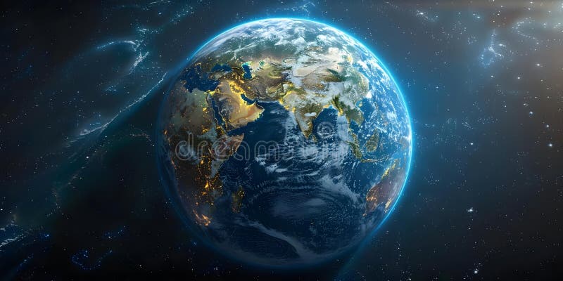 3D rendering of Earth with global network elements image provided by NASA. Concept 3D Rendering stock illustration