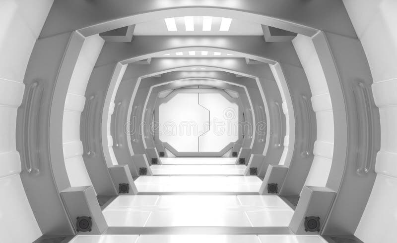 3D rendering elements of this image furnished ,Spaceship interior ,tunnel,corridor vector illustration