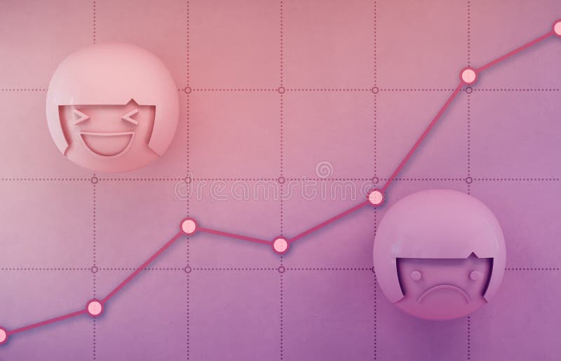 3d rendering emocj ikony na różowej pieniężnej mapie z zysku wykresu tłem w biznesowym przyrosta i sukcesu pojęciu ilustracja wektor