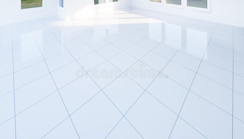 3d white tile floor stock illustration. Illustration of empty 188626880