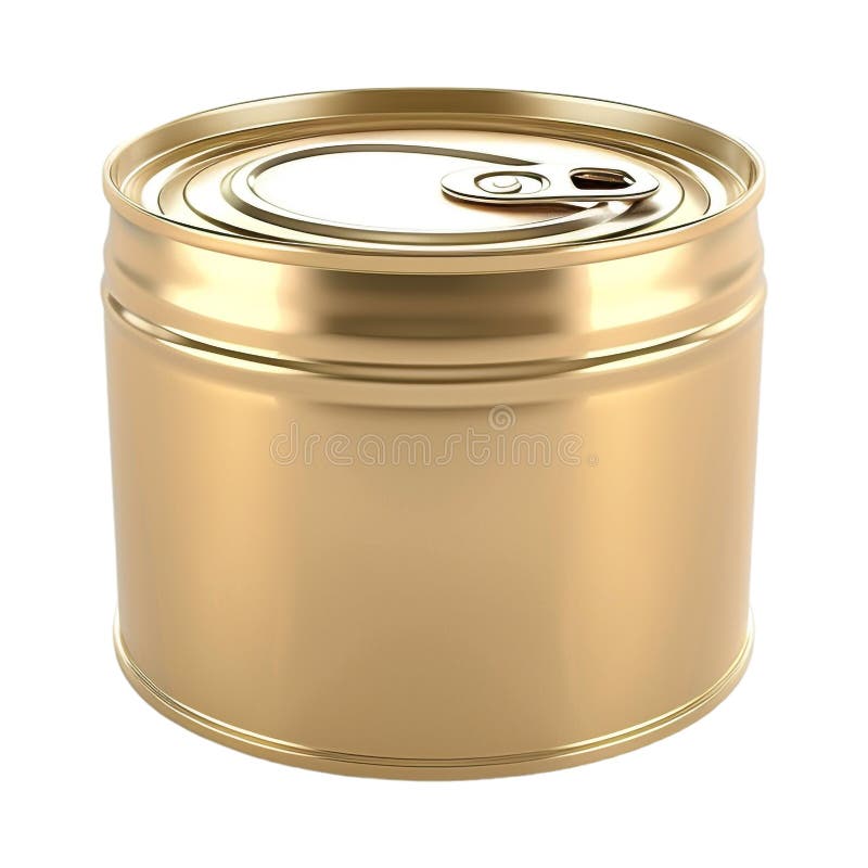 3D Rendering of a Empty Small Gold Steel Can on Transparent Background - royalty free illustration.