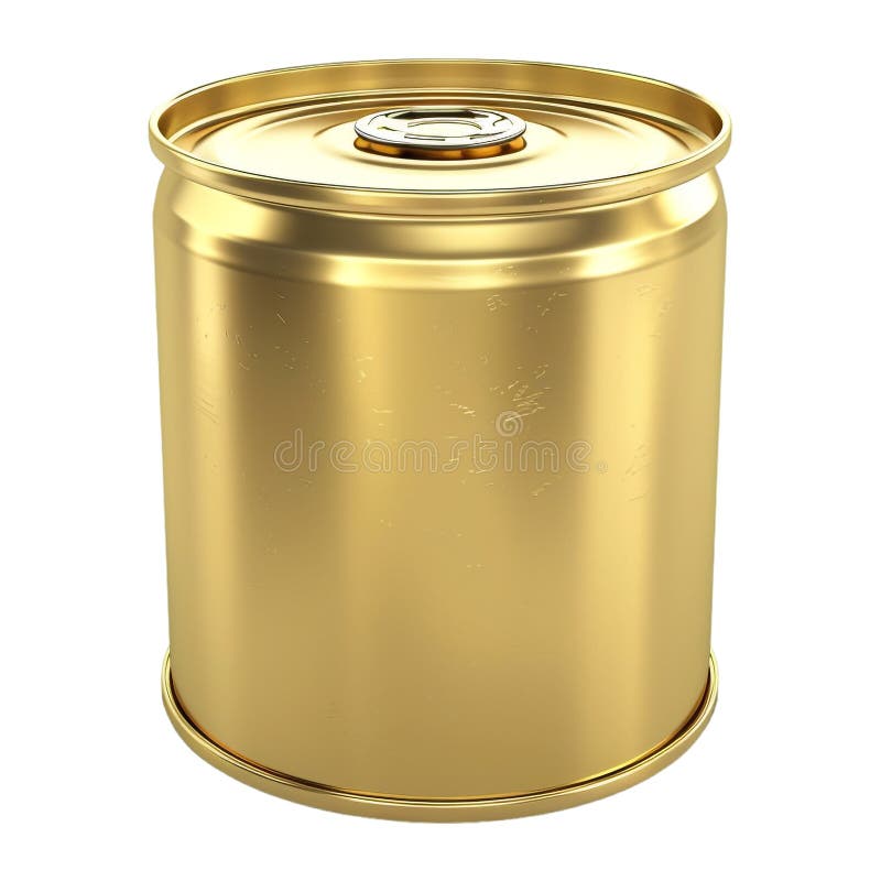 3D Rendering of a Empty Small Gold Steel Can on Transparent Background - vector illustration.