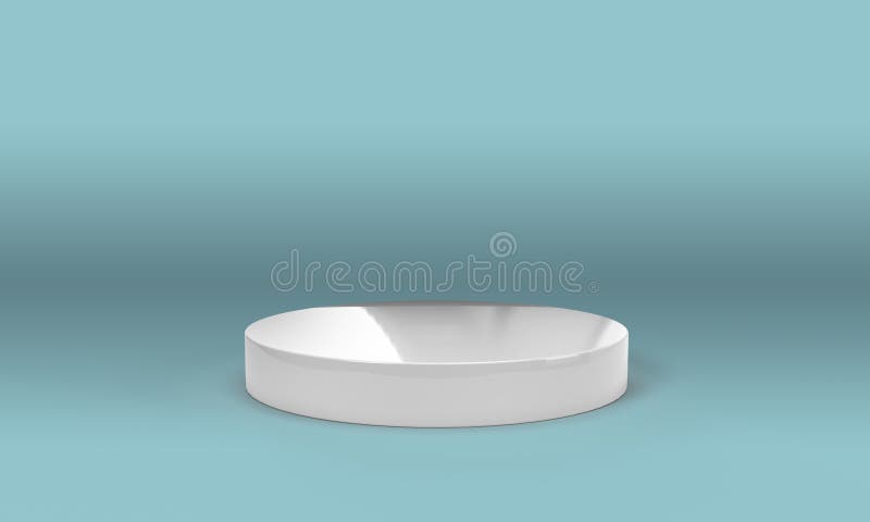 3D rendering of empty space for product display. round pedestal, azure background vector illustration