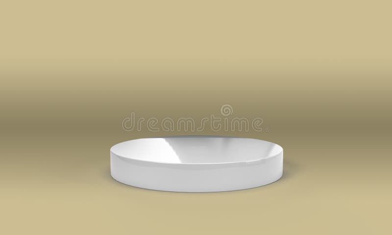 3D rendering of empty space for product display. round pedestal, yellow-gold background vector illustration