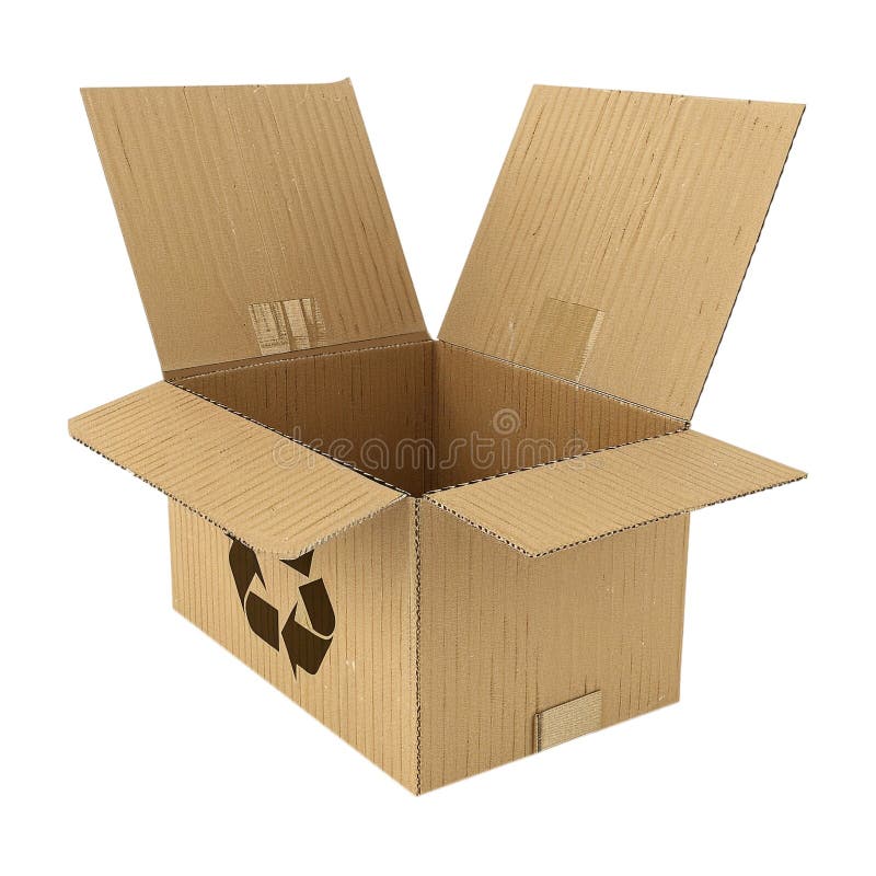 3D Rendering of a Empty Square Paper Box on Transparent Background - royalty free illustration.