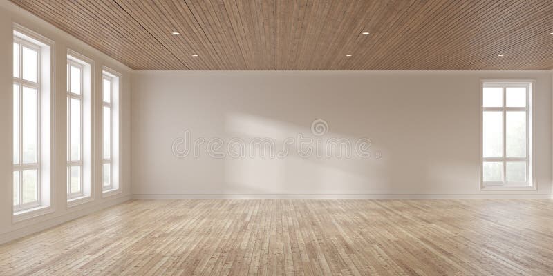 3D Rendering of Empty Wooden Room with Shadow on Wall Stock Illustration -  Illustration of blank, living: 196813958